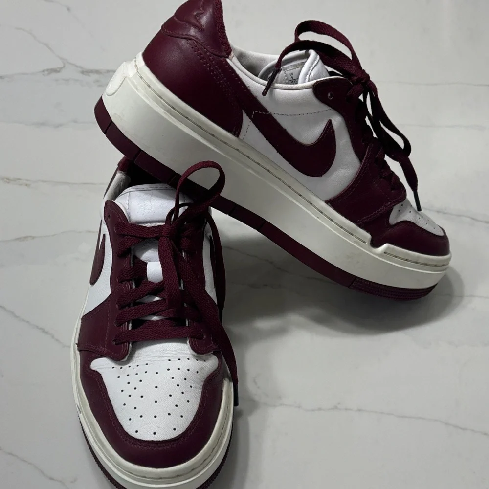 Men's Burgundy and White Sneakers